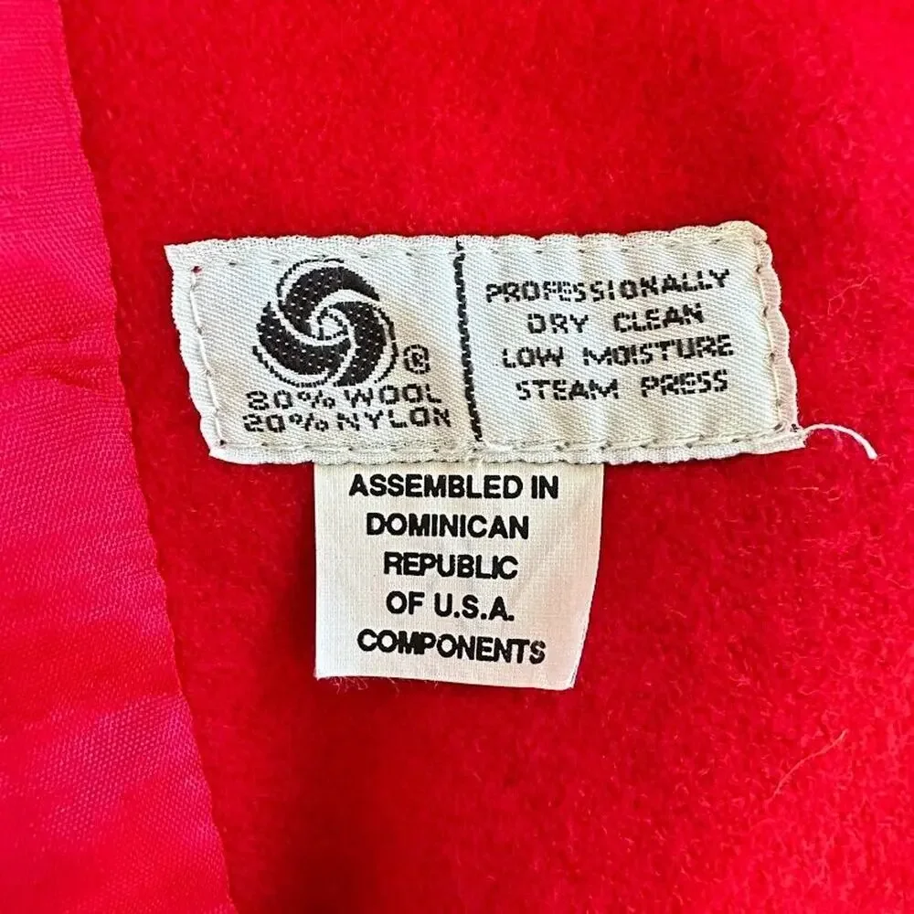 Stephane Mathews II Vintage Red Wool Blend Pea Coat‎ Gold Button Womens Size 8